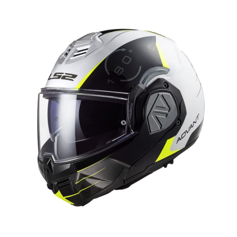 Flip-up mootorratta kiiver LS2 FF906 Advant Codex 06 must-valge-fluo kollane