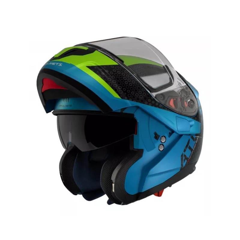 Vyklápěcí přilba na motorku MT Atom SV Adventure A7 černo-zeleno-modrá