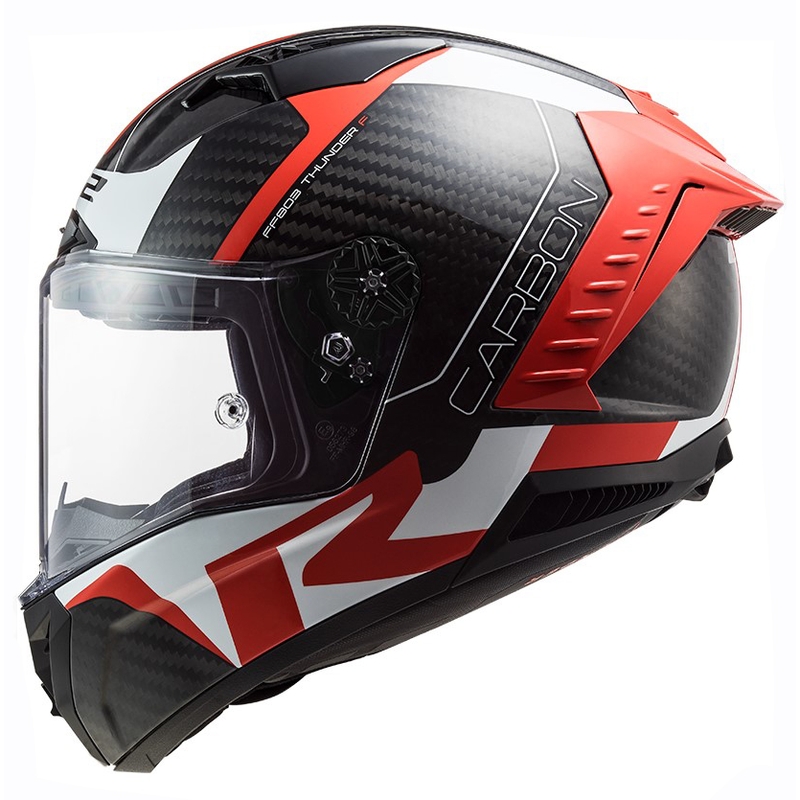 LS2 FF805 Thunder C Racing1 must-valge-punane integreeritud mootorratta kiiver