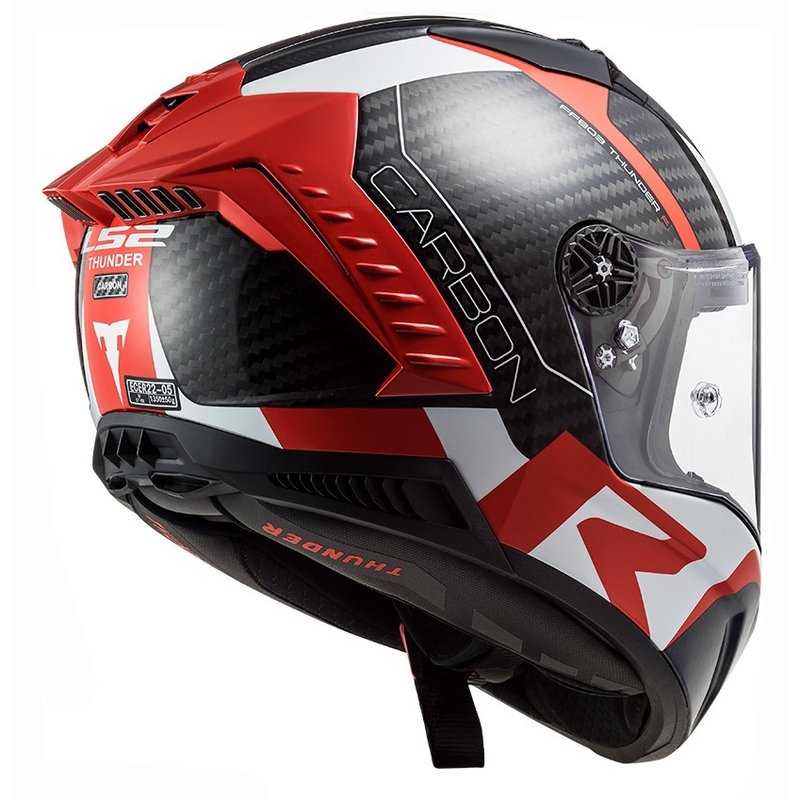 LS2 FF805 Thunder C Racing1 must-valge-punane integreeritud mootorratta kiiver