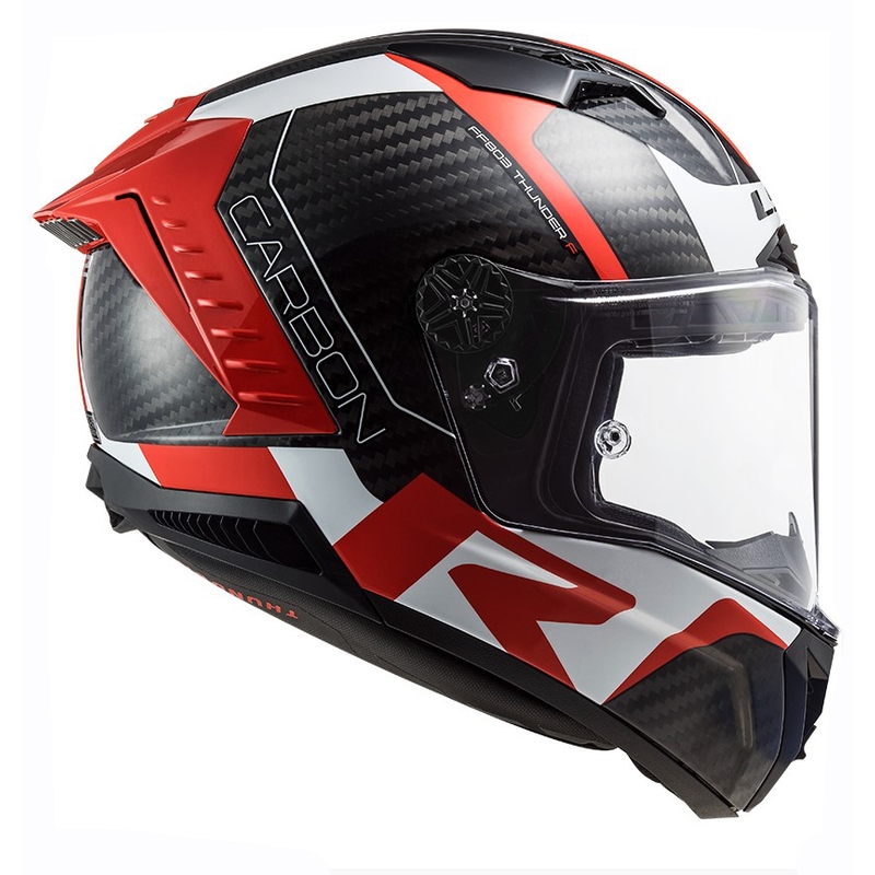 LS2 FF805 Thunder C Racing1 must-valge-punane integreeritud mootorratta kiiver