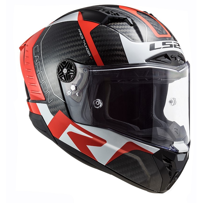 LS2 FF805 Thunder C Racing1 must-valge-punane integreeritud mootorratta kiiver