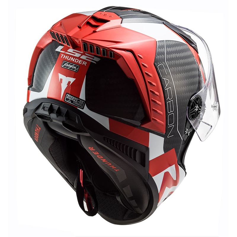 LS2 FF805 Thunder C Racing1 must-valge-punane integreeritud mootorratta kiiver