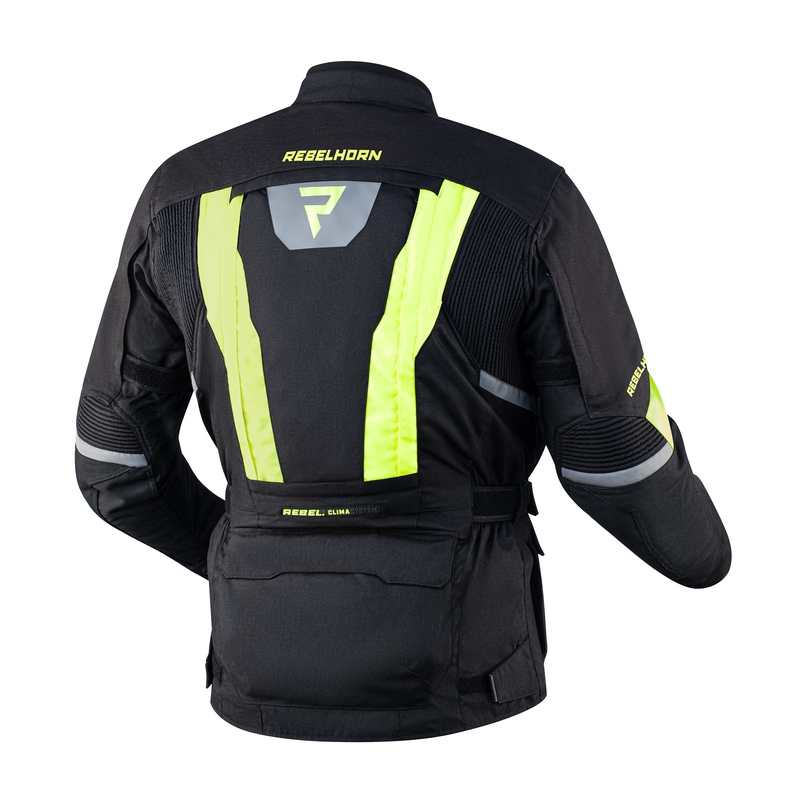 Mootorratta jakk Rebelhorn Hardy II must-fluo kollane allahindlus