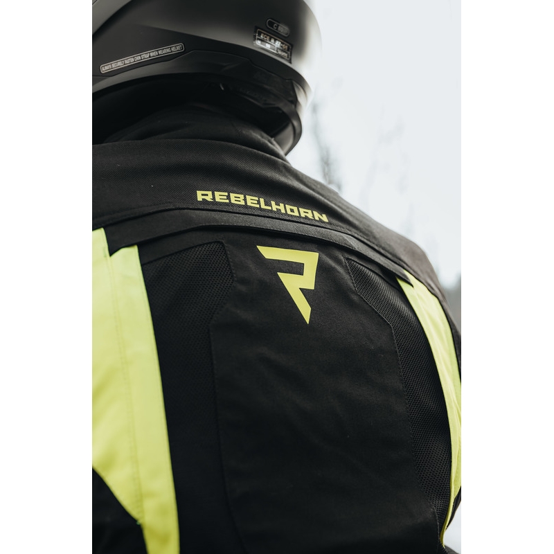 Mootorratta jakk Rebelhorn Hardy II must-fluo kollane allahindlus