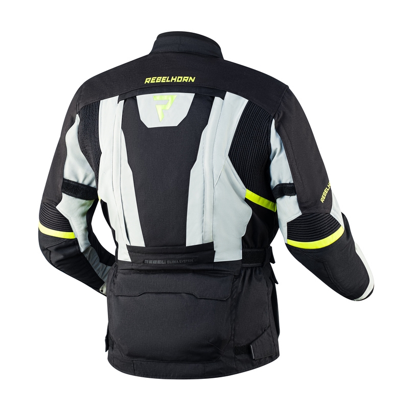 Rebelhorn Hardy II mootorrattajope hall-must-fluo kollane allahindlus