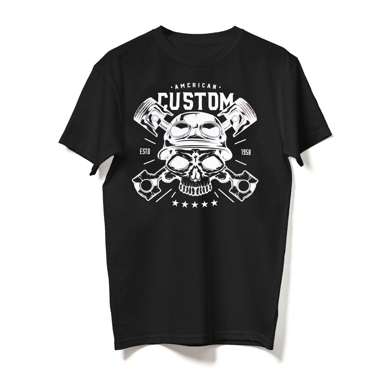 Triko RSA American Custom Skull černé výprodej