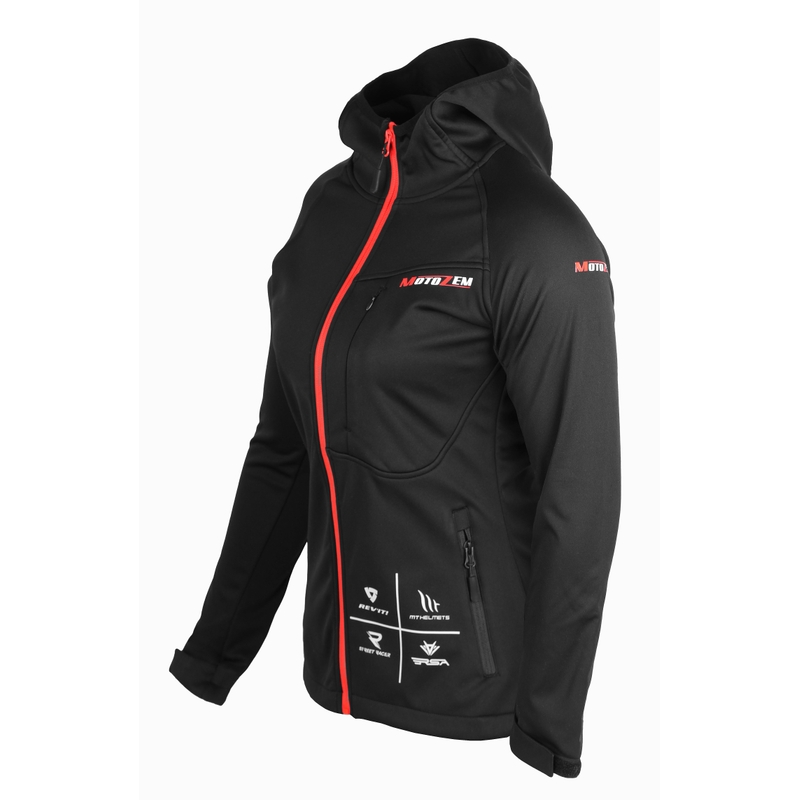 Naiste MotoZem Racing Team must ja punane softshell jakk