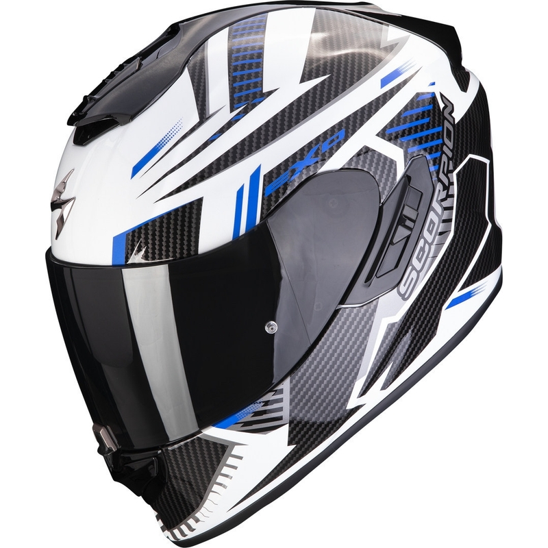 Integreeritud mootorratta kiiver Scorpion EXO-1400 EVO Air Shell valge-sinine