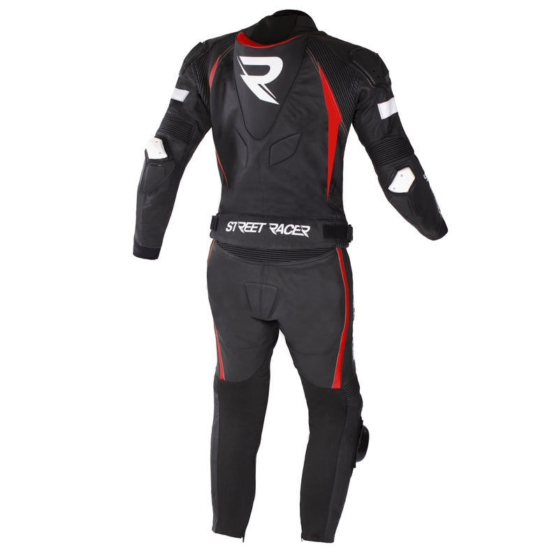 Street Racer Fast Track 2 must, valge ja punane mootorratta kombinesoonid allahindlus