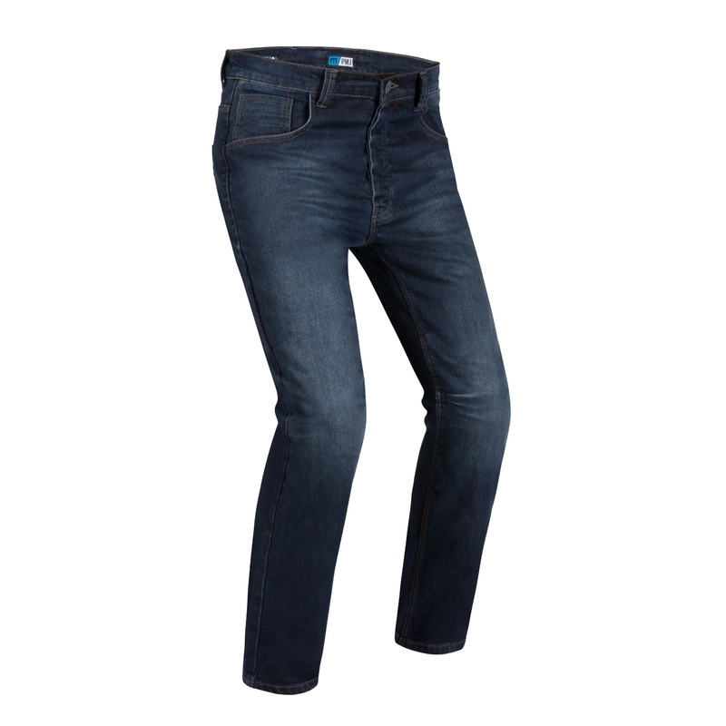 PMJ Jackson Blue Cropped Motorcycle Jeans allahindlus