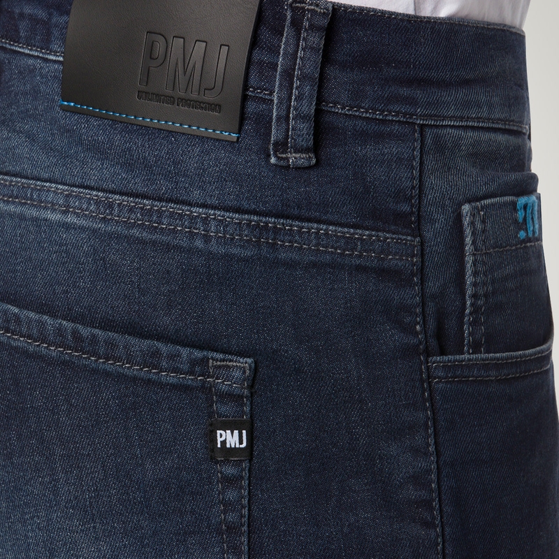 PMJ Jackson Blue Cropped Motorcycle Jeans allahindlus