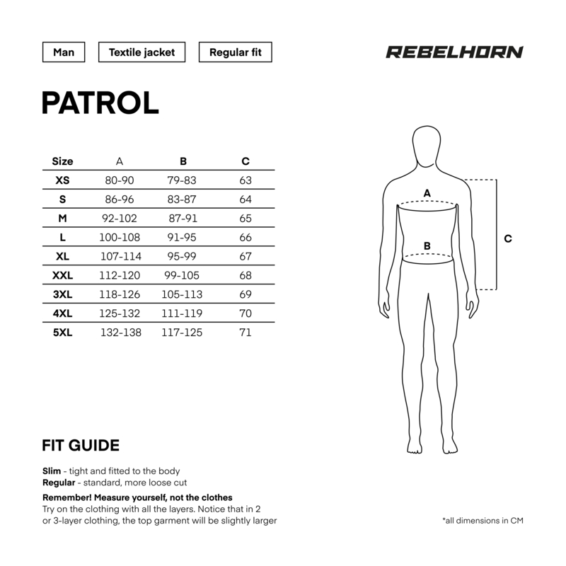 Rebelhorn Patrol must-hall-kollane mootorrattajope