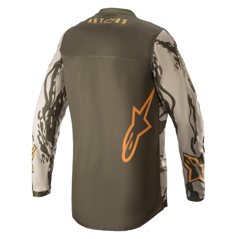 Laste motokrossitrikoo Alpinestars Racer Tactical camo roheline-beež-oranž