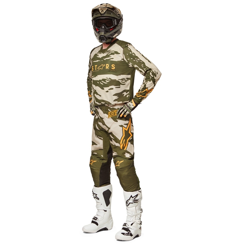 Laste motokrossitrikoo Alpinestars Racer Tactical camo roheline-beež-oranž