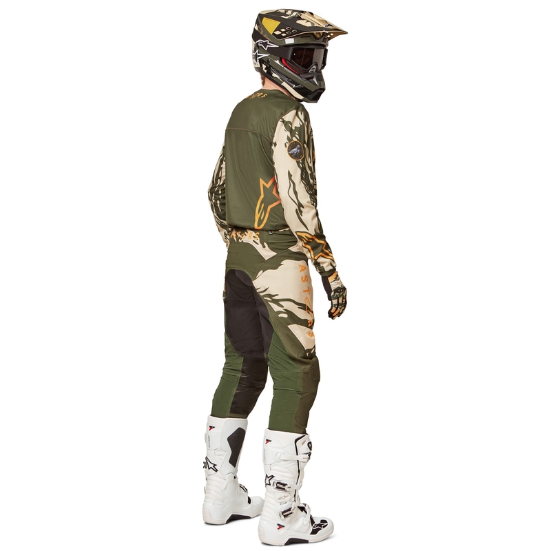 Laste motokrossitrikoo Alpinestars Racer Tactical camo roheline-beež-oranž