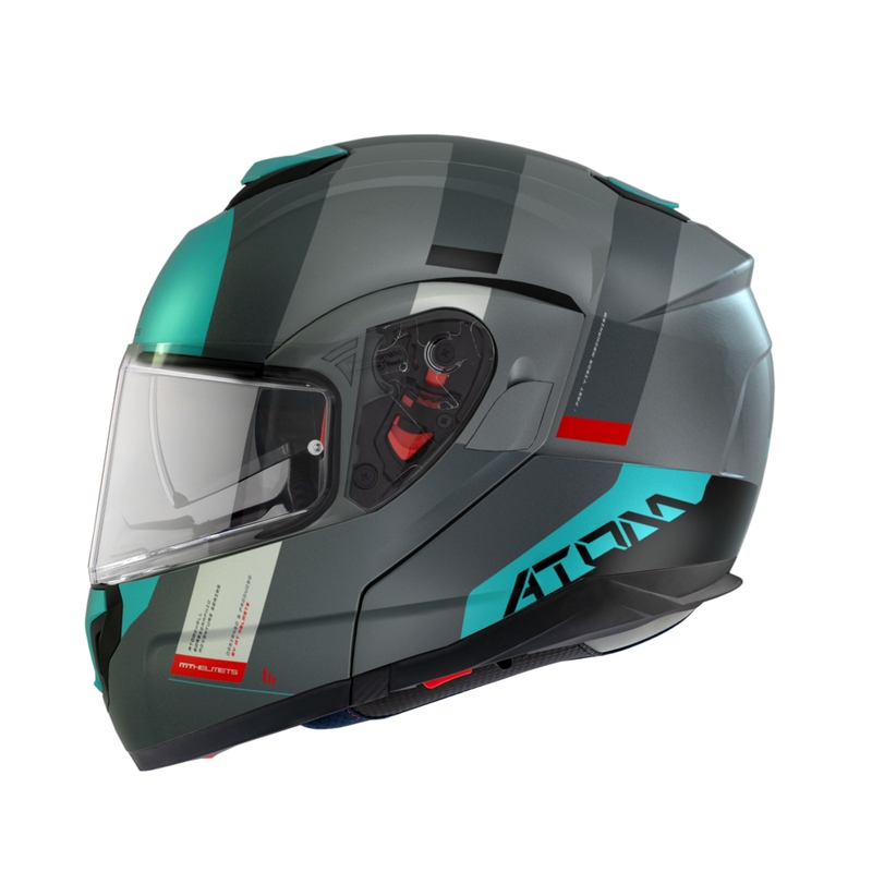 Vyklápěcí přilba na motorku MT Atom SV Gorex C2 šedo-tyrkysová