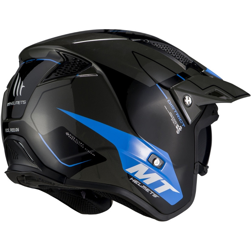 Otevřená trialová přilba na motorku MT District SV Summit F7 černo-modrá