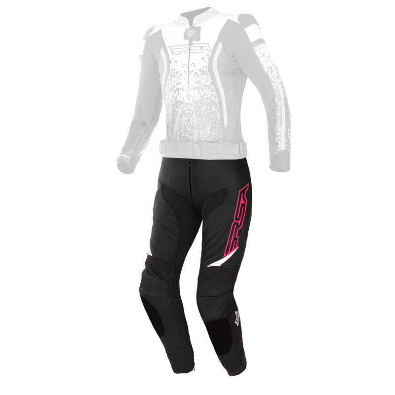Naiste RSA GT2 must-valge-fluoroosa mootorrattapüksid RSA GT2 Black-White-Fluo Pink allahindlus