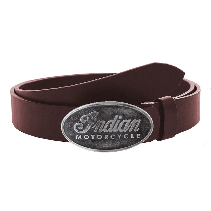 Nahast moto vöö soljega Indian Motorcycle pruun