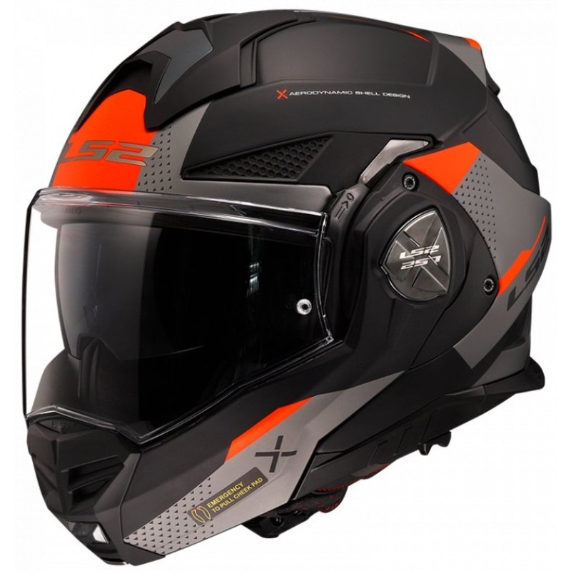 Ülesklapitav mootorrattakiiver LS2 FF901 Advant X Oblivion must-punane-titaan