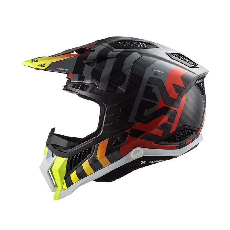 Motokrossikiiver LS2 MX703 C X-Force Barrier H-V must-hall-punane-kollane