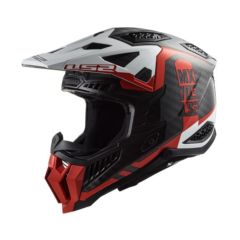 Motokrossikiiver LS2 MX703 C X-Force Victory must-punane-valge