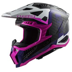 Motokrossikiiver LS2 MX703 C X-Force Victory must-valge-lilla-roosa-roosa