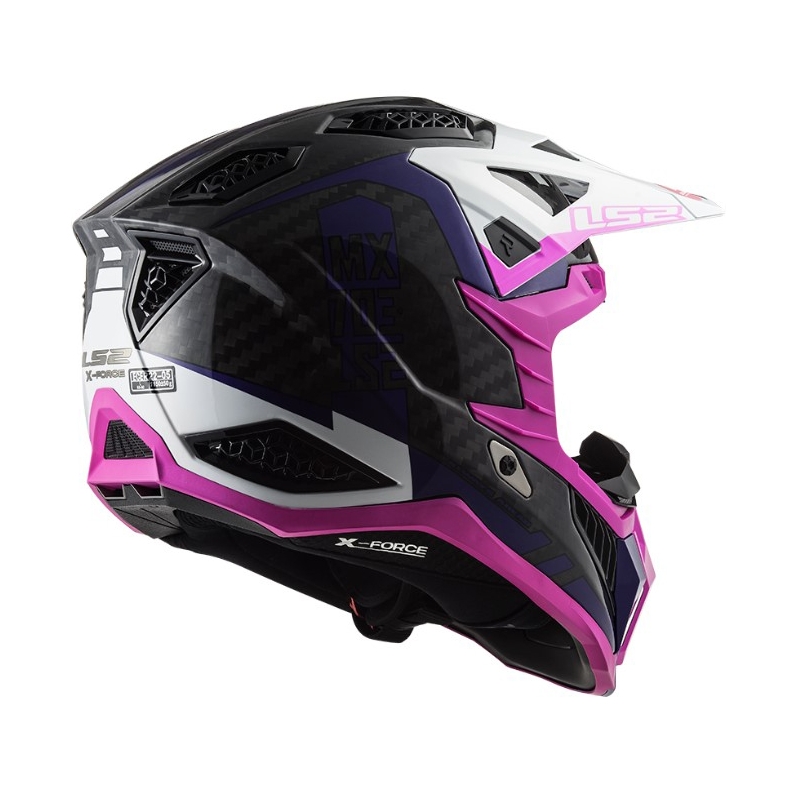 Motokrossikiiver LS2 MX703 C X-Force Victory must-valge-lilla-roosa-roosa