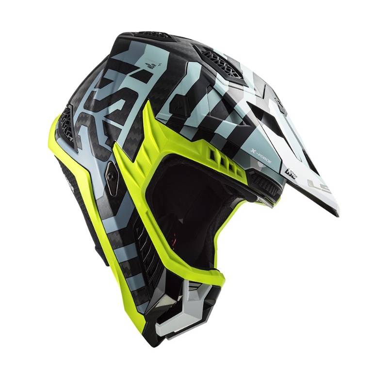 Motokrossikiiver LS2 MX703 C X-Force Barrier must-sinine-fluo kollane
