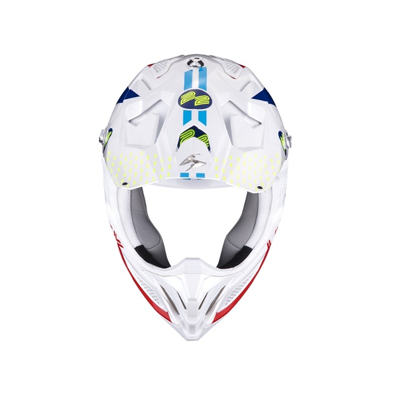Motokrossikiiver Scorpion VX-22 Air Ares valge-sinine-punane kiiver