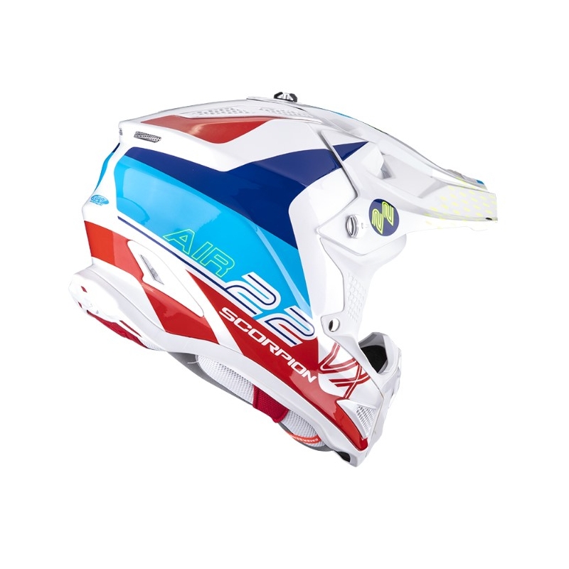 Motokrossikiiver Scorpion VX-22 Air Ares valge-sinine-punane kiiver