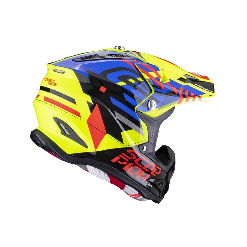 Motokrossi kiiver Scorpion VX-22 Air Neox must-punane-punane-sinine-fluokollane