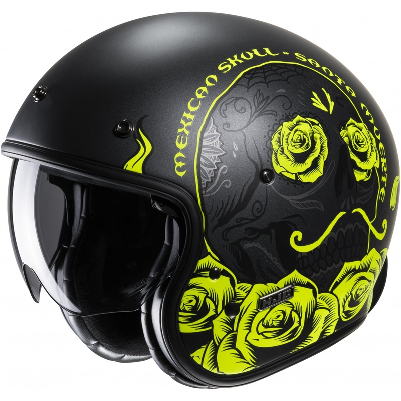 Avatud mootorratta kiiver HJC V31 Desto MC3HSF must-fluo kollane