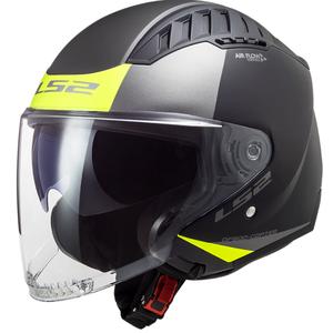 Avatud mootorratta kiiver LS2 OF600 Copter II Urbane 06 must-fluo kollane