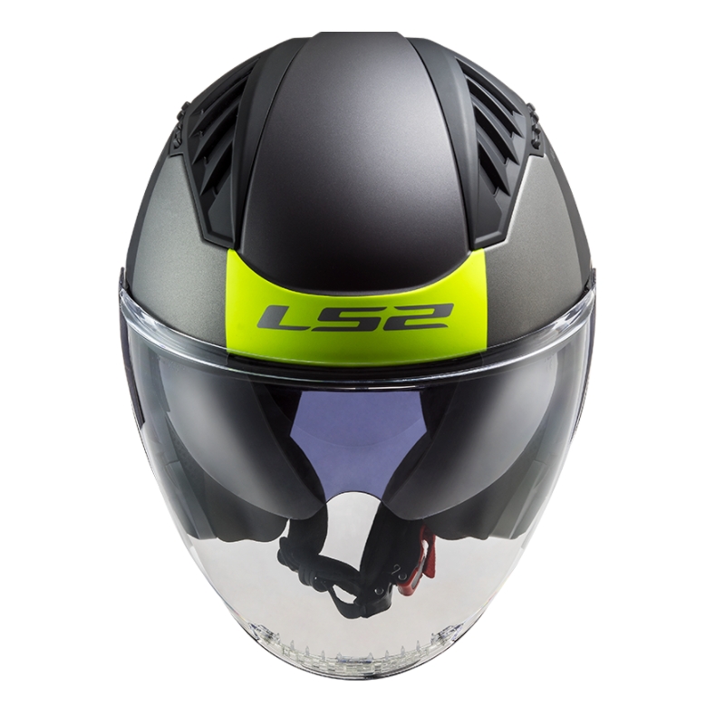 Avatud mootorratta kiiver LS2 OF600 Copter II Urbane 06 must-fluo kollane