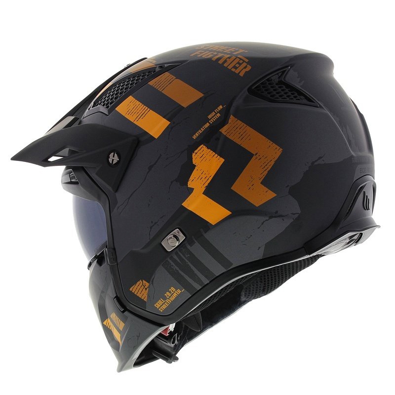 Avatud kiiver koos maskiga MT Streetfighter SV S Skull A12 hall-oranž