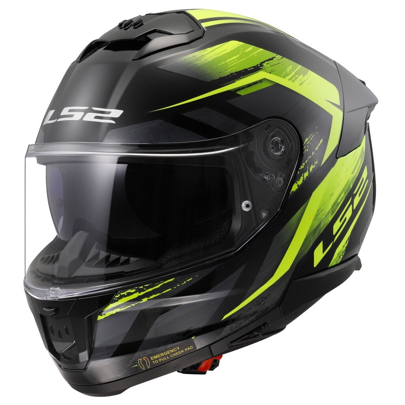 LS2 FF808 Stream II Fury must-fluo kollane integreeritud mootorratta kiiver