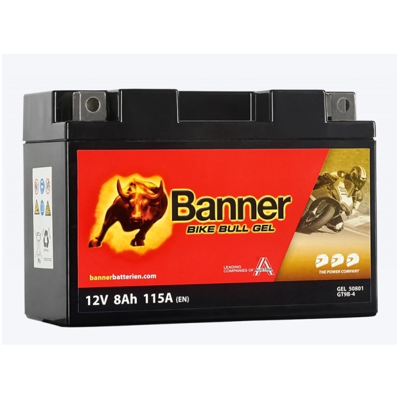 Gel aku Banner Bike Bull Gel 12V, YT9B-4, 8AH, 115A