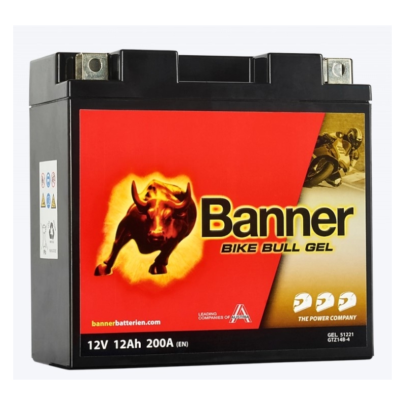 Gelová baterie Banner Bike Bull Gel 12V, YTZ14S, YTZ14S-BS, 11AH, 190A