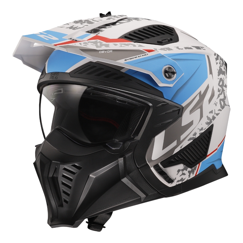 Trial mootorratta kiiver LS2 OF606 Drifter Devor valge-sinine
