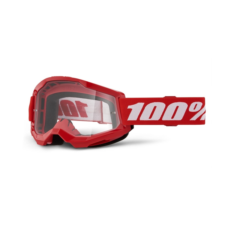 Motokross prillid 100% STRATA 2 Uus punane (läbipaistev plexi)