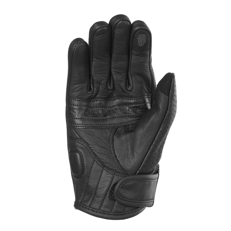Naiste Street Racer Striker 2 Mustad perforeeritud mootorratta kindad