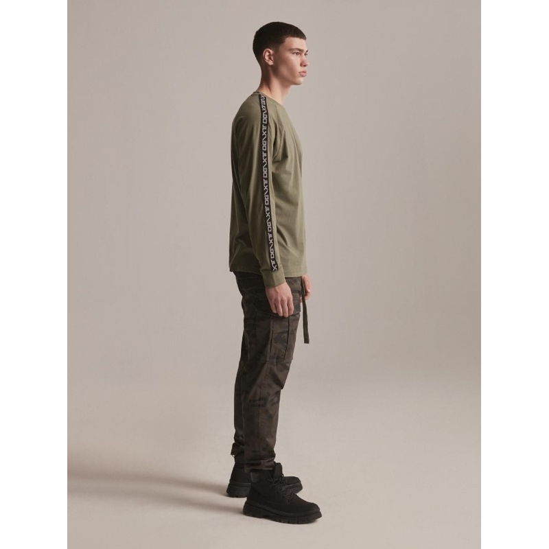 Pikkade varrukatega T-särk DAKAR DKR LG STRAP khaki värvi