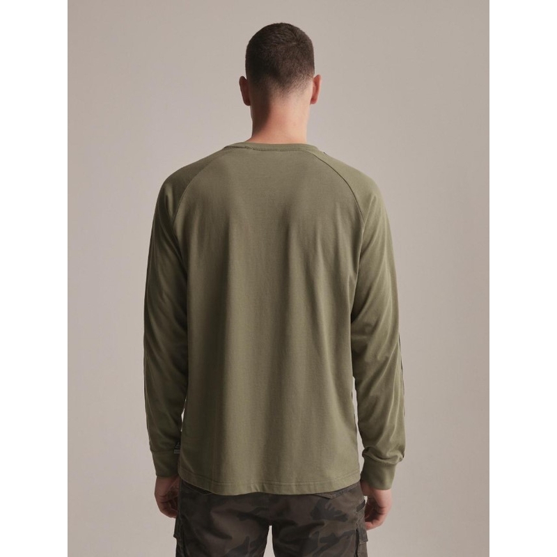 Pikkade varrukatega T-särk DAKAR DKR LG STRAP khaki värvi