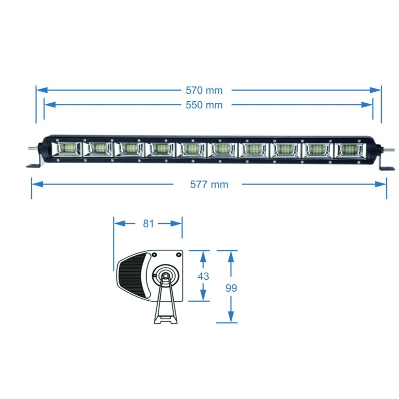 LED valgusramp SHARK LED LIGHT BAR , ETI LED, 21,5",100W