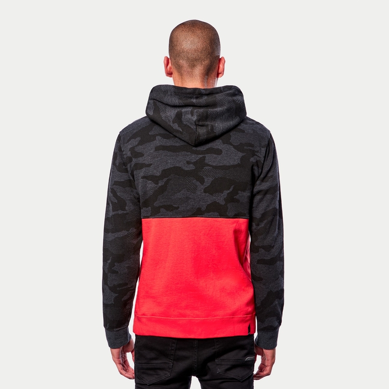 Mikina Alpinestars Camo Block Hoodie šedá camo-červená fluo