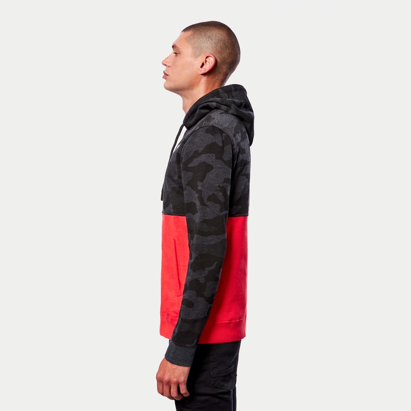 Mikina Alpinestars Camo Block Hoodie šedá camo-červená fluo
