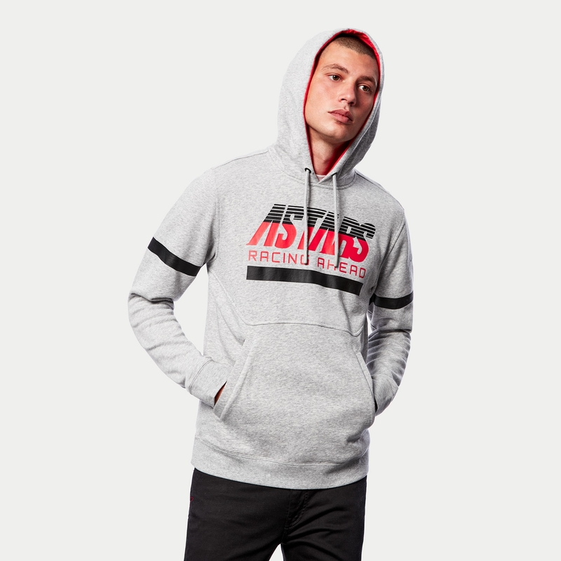 Mikina Alpinestars Club Hoodie šedo-černo-červená