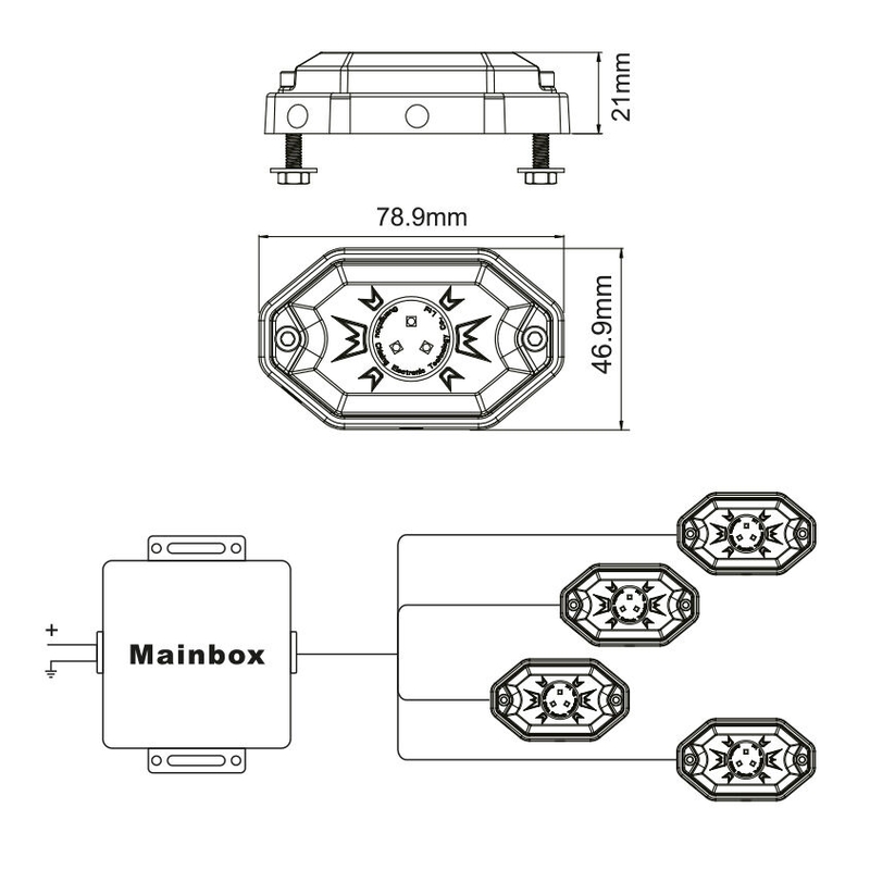 HAI LED VALGUS, RGB, MITMEVÄRVILINE, BLUETOOTH JUHTIMINE, 4 TK KOMPLEKTIS